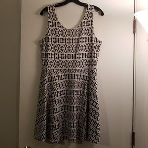 Navy blue and white Aztec dress
